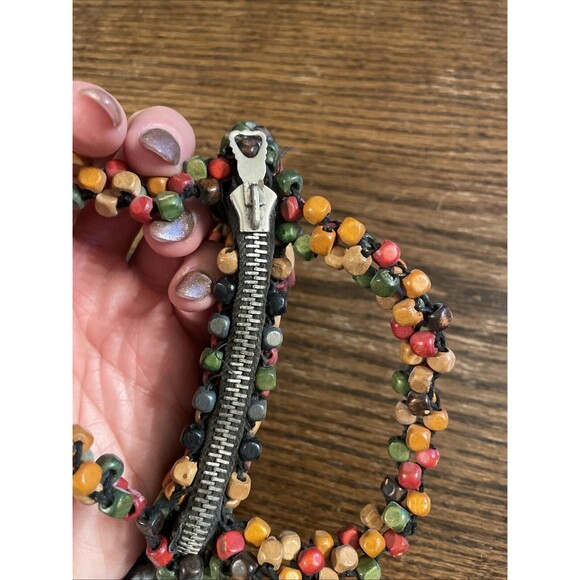 Vintage 1930’s Czechoslovakia Wooden Rainbow Beaded Clutch Mini Purse 6” x 4” - Picture 4 of 9